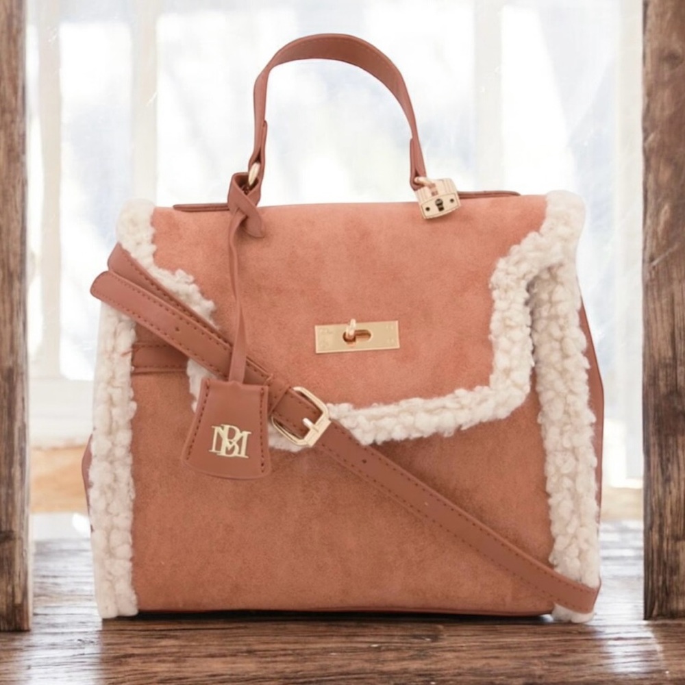 NWT Badgley Mischka Fur Border Satchel